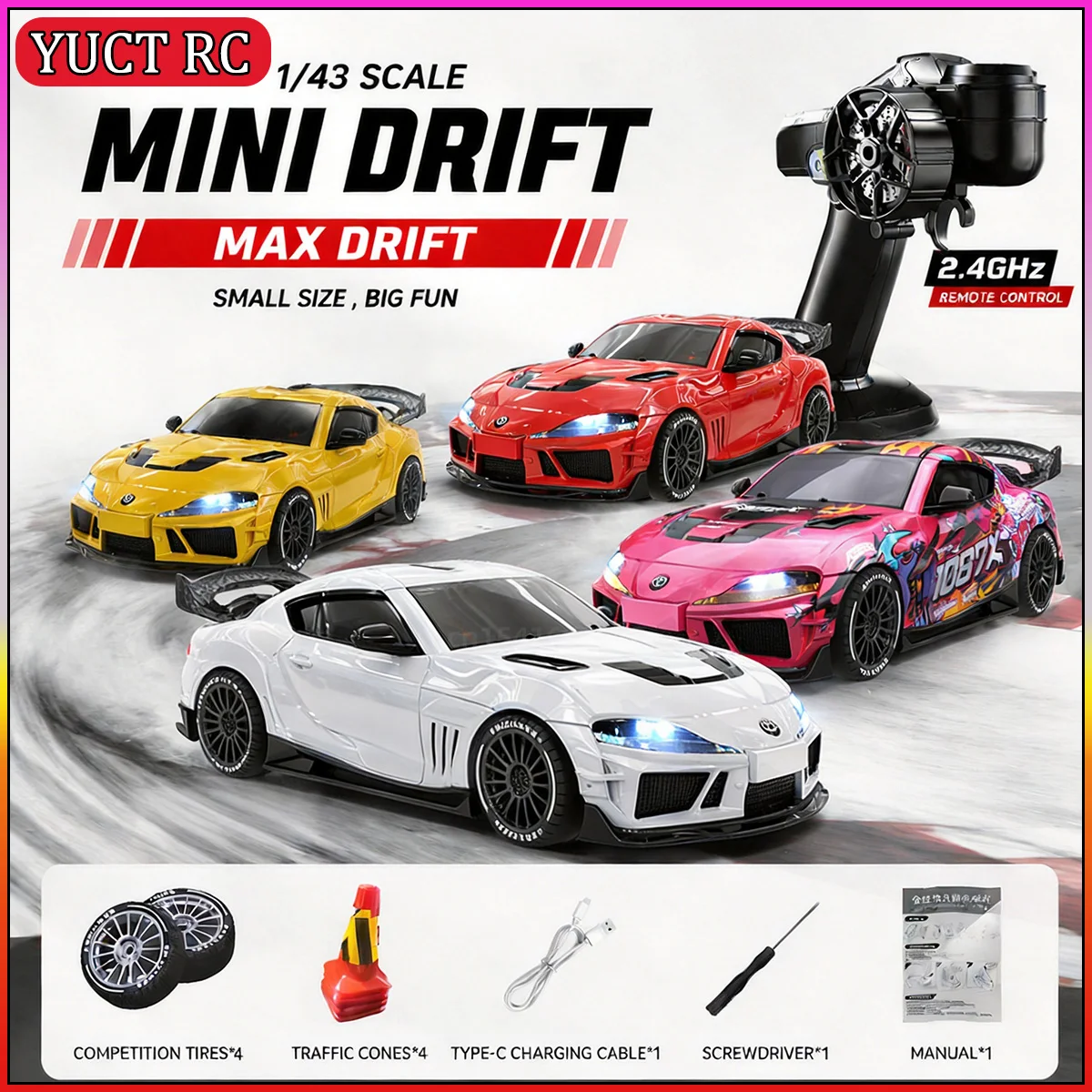 JXC SP4301 1087X Supra 1/43 Mini RC Cars 4WD Full-Scale with 2.4G Remote Contro Drift Racing with Cool Light Toys Gifts for Boys view 6