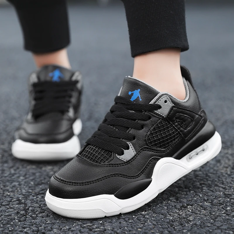 White Boys Flat Sneakers Children Casual Shoes Black Leather Comfortable High Quality Running Sports Kids Big Boy Tennis Shoes