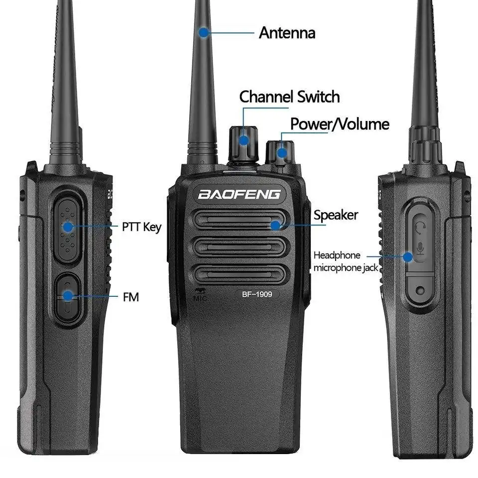 Baofeng AD-1909 IP67 Digital/Analog DMR Walkie Talkie with 5W UHF 400-470 MHz 199 Channel FM Two Way for Radio for Sports