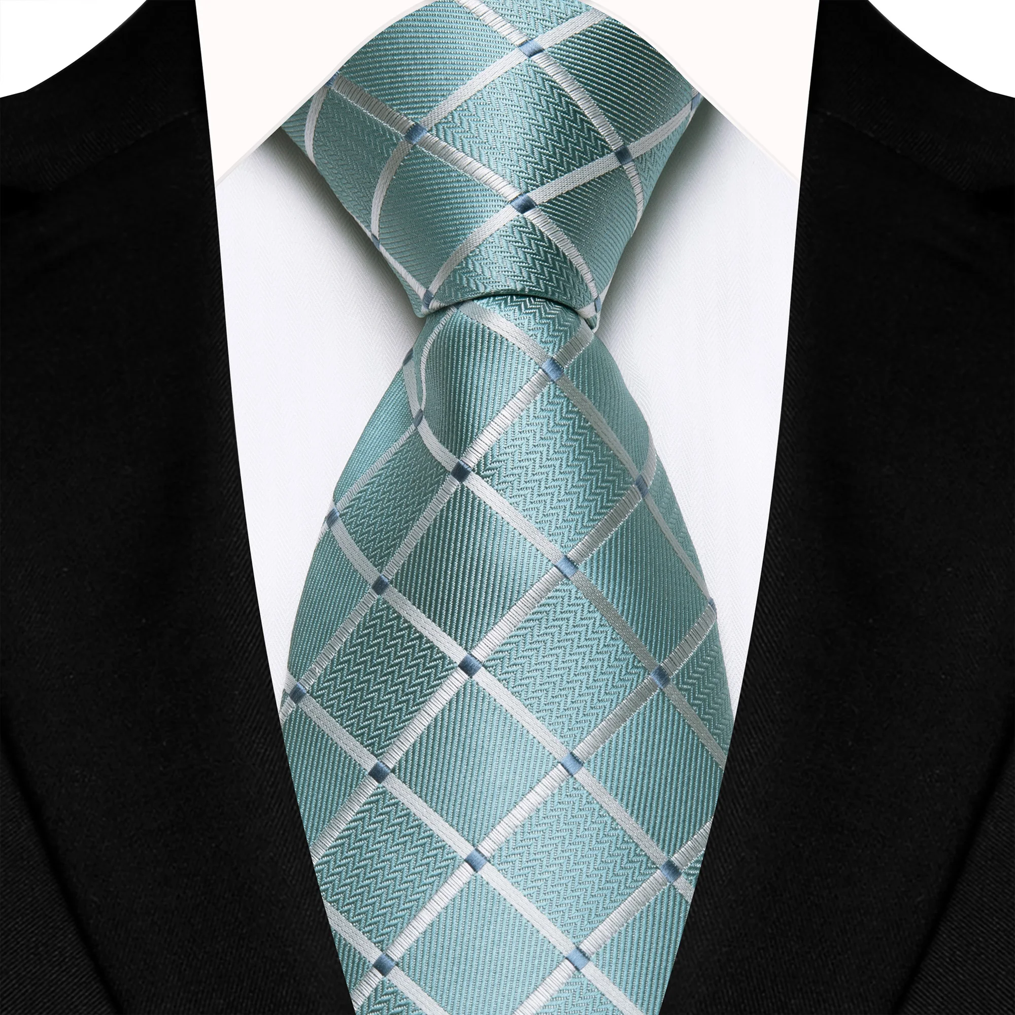 Classic 8cm Fashion New Color Grey Champagne Ties for Men Silk Plaid Necktie per Wedding Business Office Gift cravatta da uomo