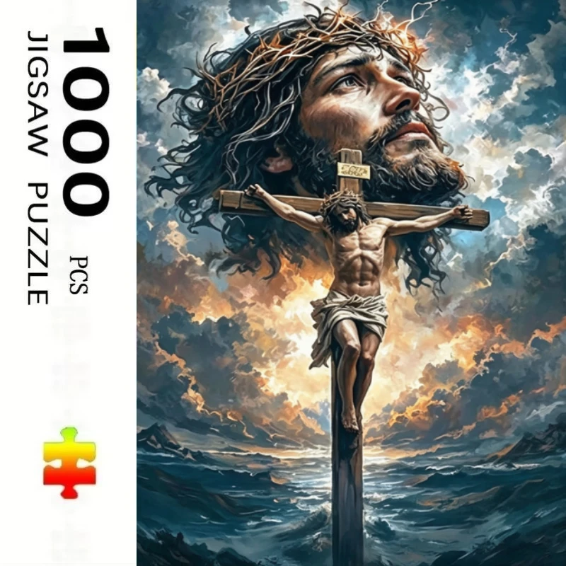 Adult Jigsaw Puzzle 1000 Pieces Puzzle Jesus Christ Crucifixion Paper Puzzle Decorative Painting Exercise Brain Thinking