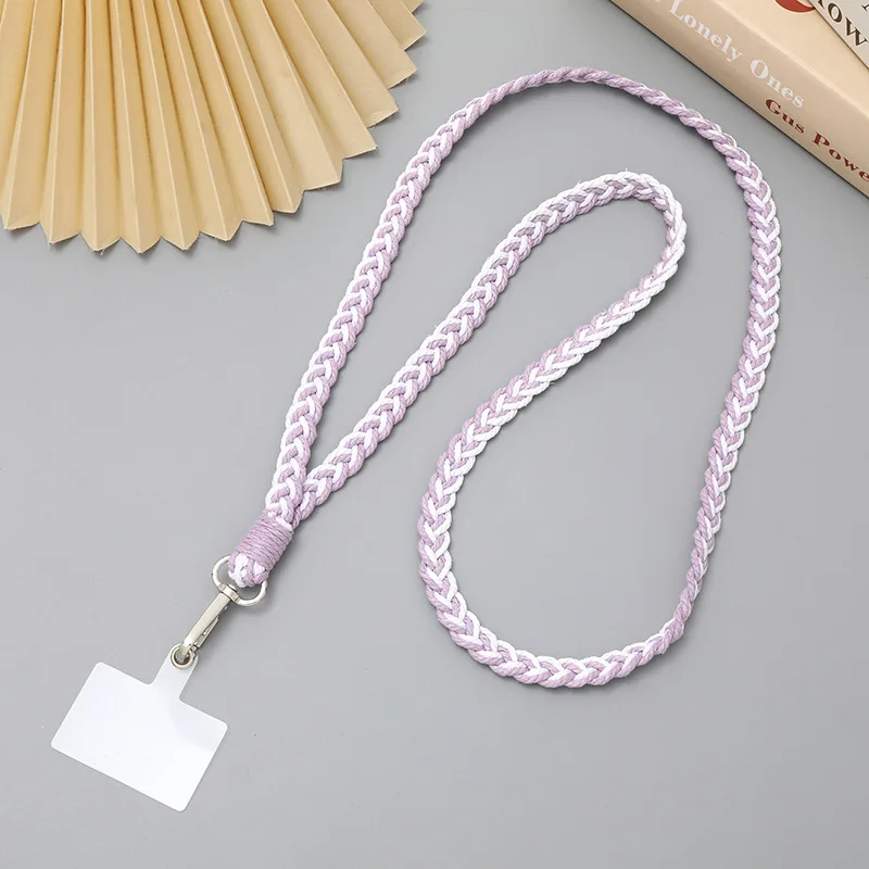 Colorful 3-strand braided crossbody chain phone case hanging rope hand woven