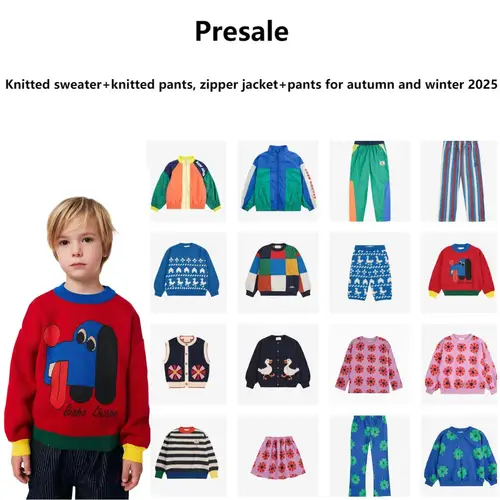 2025 Conjunto de camisa de punto para otoño/invierno para niños, chaqueta con cremallera, pantalones