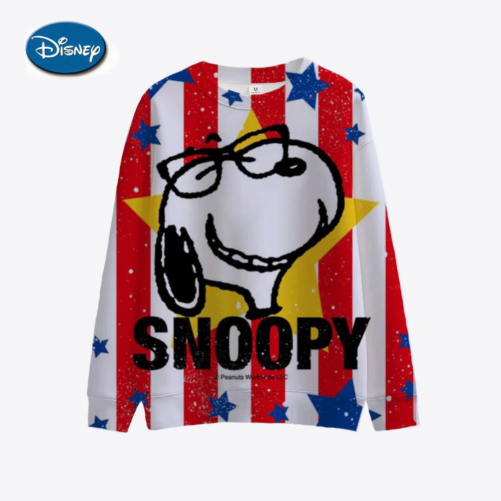 Snoopy cartoon print Women Sweatshirt Long Sleeve Crewneck Graphic Hoodie Clothes Couple Valentine's Day Gift Womens Clothes