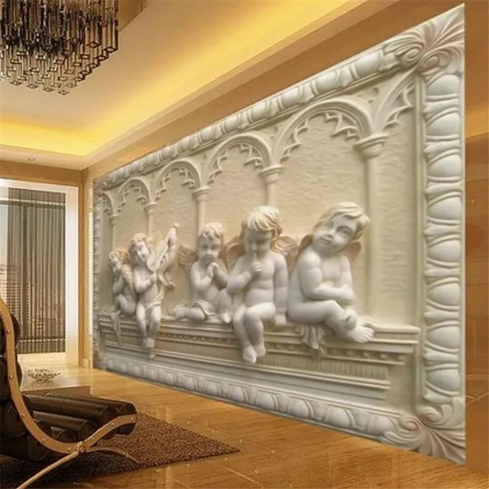 Custom photo mural stereoscopic relief ange wallpaper living room TV backdrop bedroom 3d photo wallpaper for wall paper Stickers