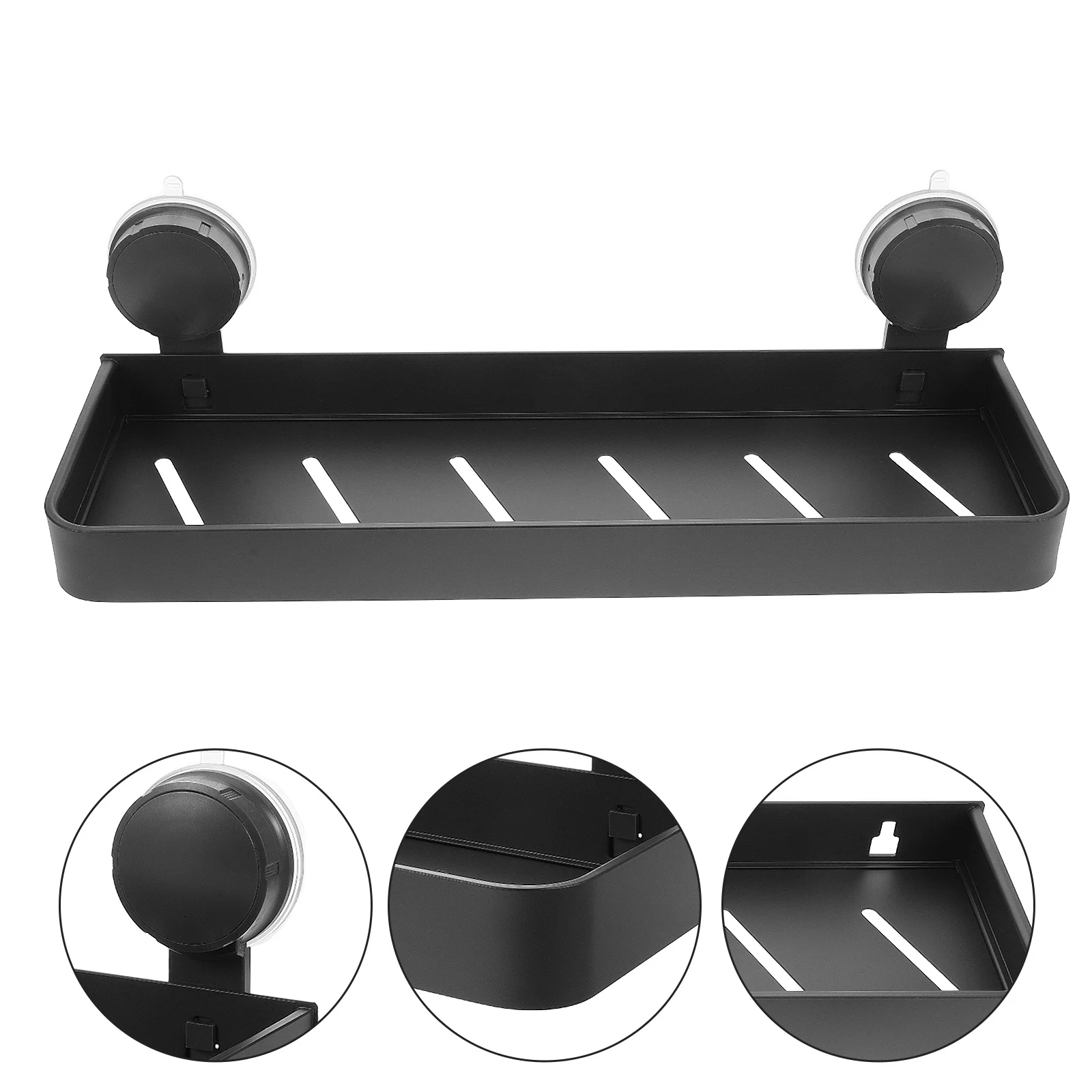 

Floating Bathroom Shelf with Suction Cups Gray No-Drill Storage for Toiletries Cosmetics on Smooth Surfaces Shower Wall Shelf