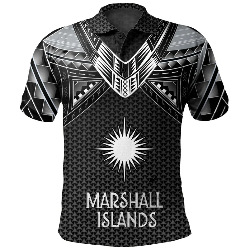 3D The Republic-of Marshall Islands IndependenceDay Print Polo Shirt Marshall Islands Flag Graphic Polo Shirts Polo T Shirt Men