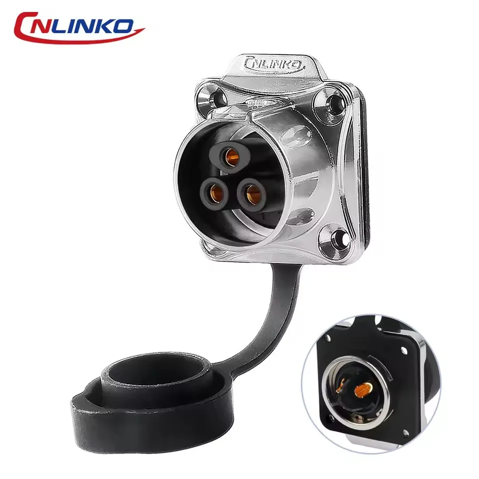 CNLINKO LP20 90° Elbow Plug Waterproof IP68 Industrial Connector Semi-Metal Soldering Secure Locking 2000 Times Mechanical Life