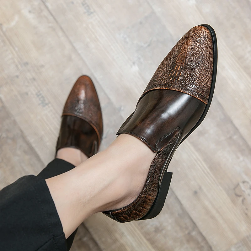 

46 47 large size 48 clean color pointed leather shoes men's new formal business slip-on lazy shoe cover foot casual shoes