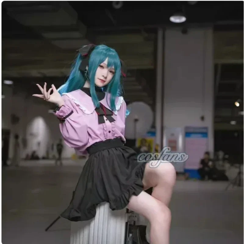 Cyvampiro miku cosplay traje vocaloid vampiro miku figura cosplay terno rosa kawaii vestido bowknot uniforme