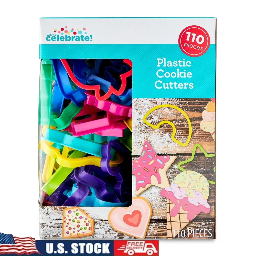 

Assorted Plastic Cookie Cutter Set 110 Pieces Perfect Baking Pastries Treats Shapes Animals Flowers Letters Numbers Hand Wash