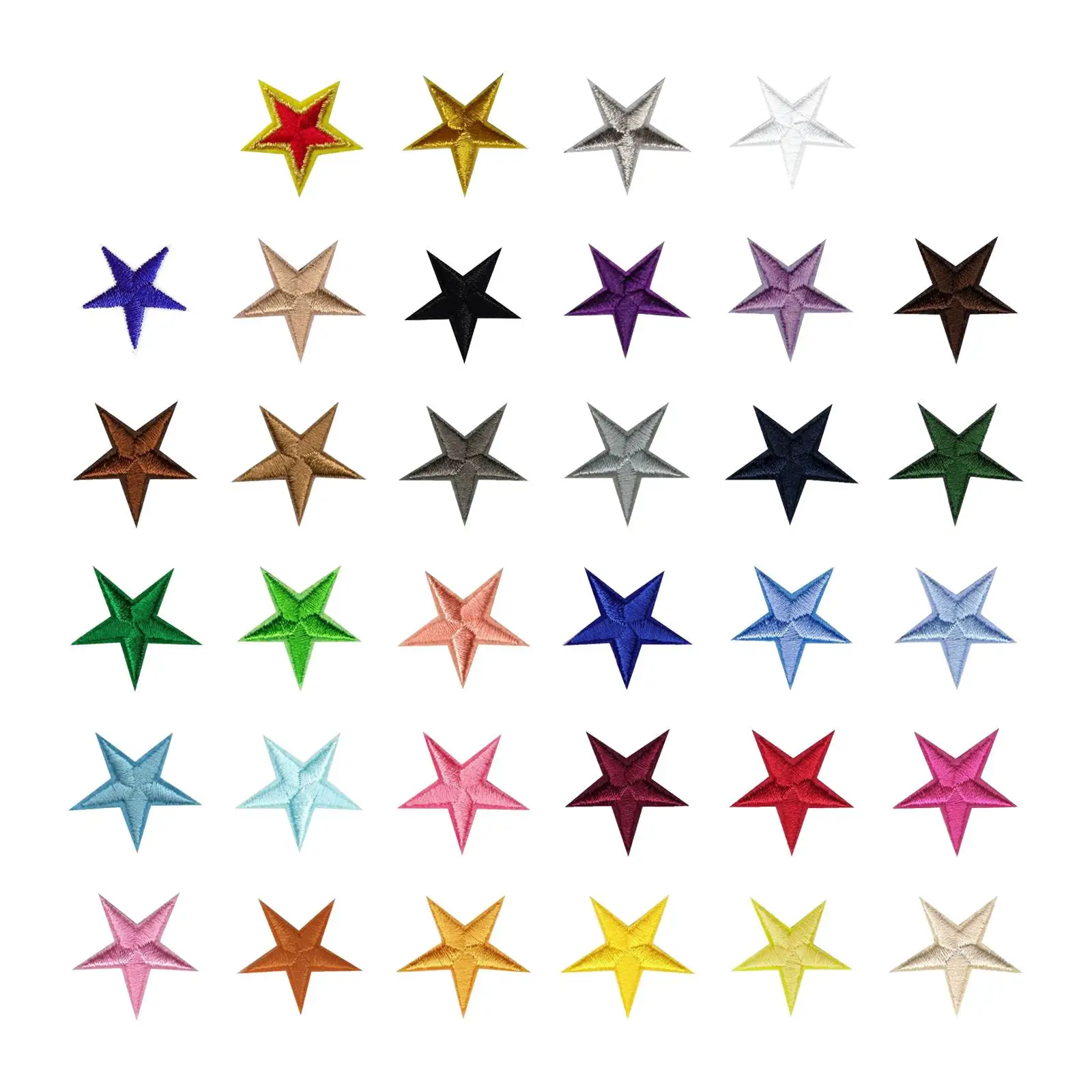 34x Star Embroidery Patches Stickers Badge Patches DIY Sew on Patch Iron on Patches for T Shirt Clothes Bag Backpack Jeans