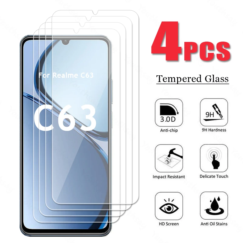 

For Realme C63 Glass Realme C63 Tempered Glass HD Screen Protector 9D Protector Flim Realme C63 Glass Tempered Film Anti-Scratch