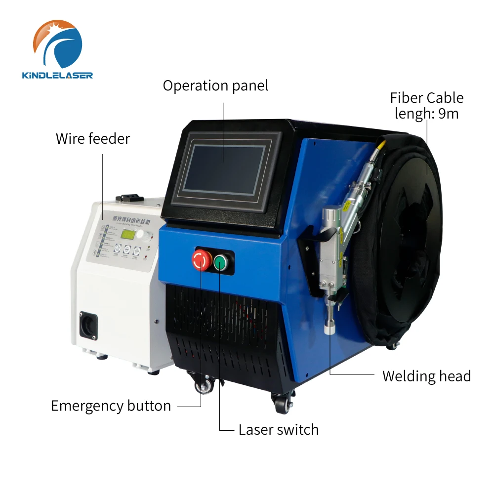 

Миниатюрный портативный волоконный лазерный сварочный аппарат с воздушным охлаждением 700W 1200W 1300W 1500W 2000W, лазерный сварщик-резак-очиститель, сертифицированный CE