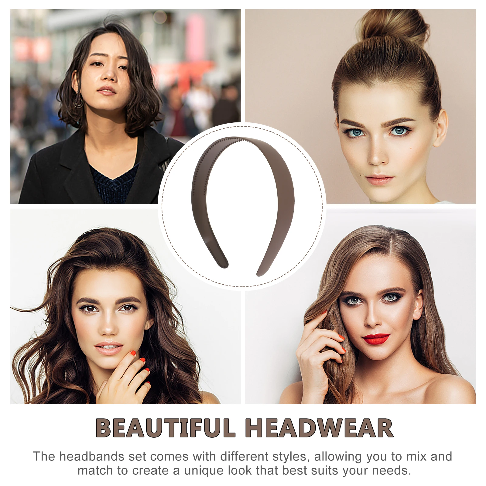 

5pcs Anti-Slip Hairbands for Women Durable Plastic Headbands Face Washing Spa Headband Set Fashion Decorative Thin for Teens