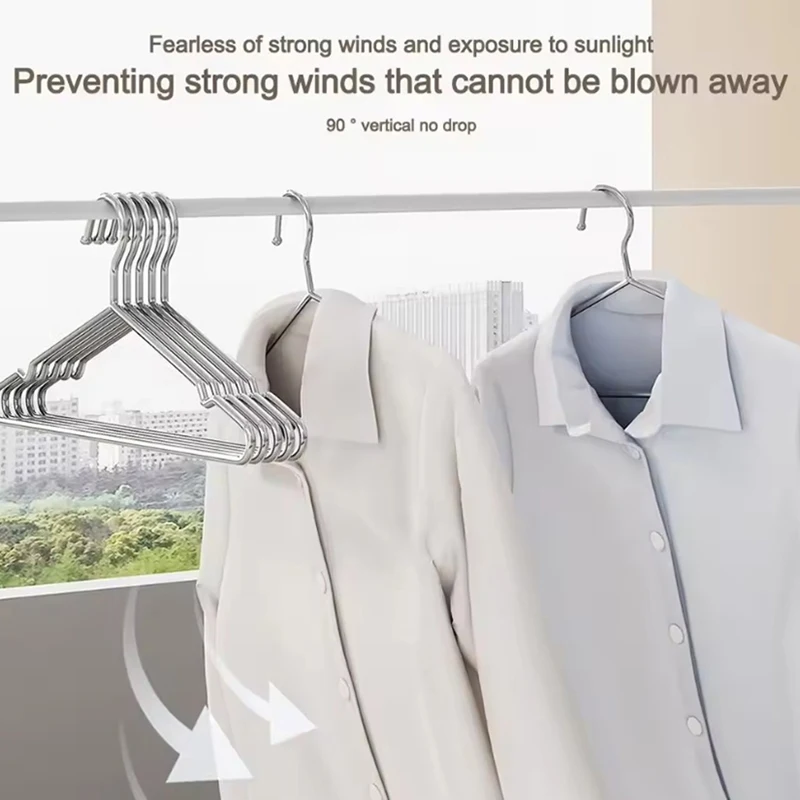 10pcs/set Stainless Steel Clothes Hanger For Dresses T-Shirts Coat Sweater Wardrobe Storage Organizer Drying Rack