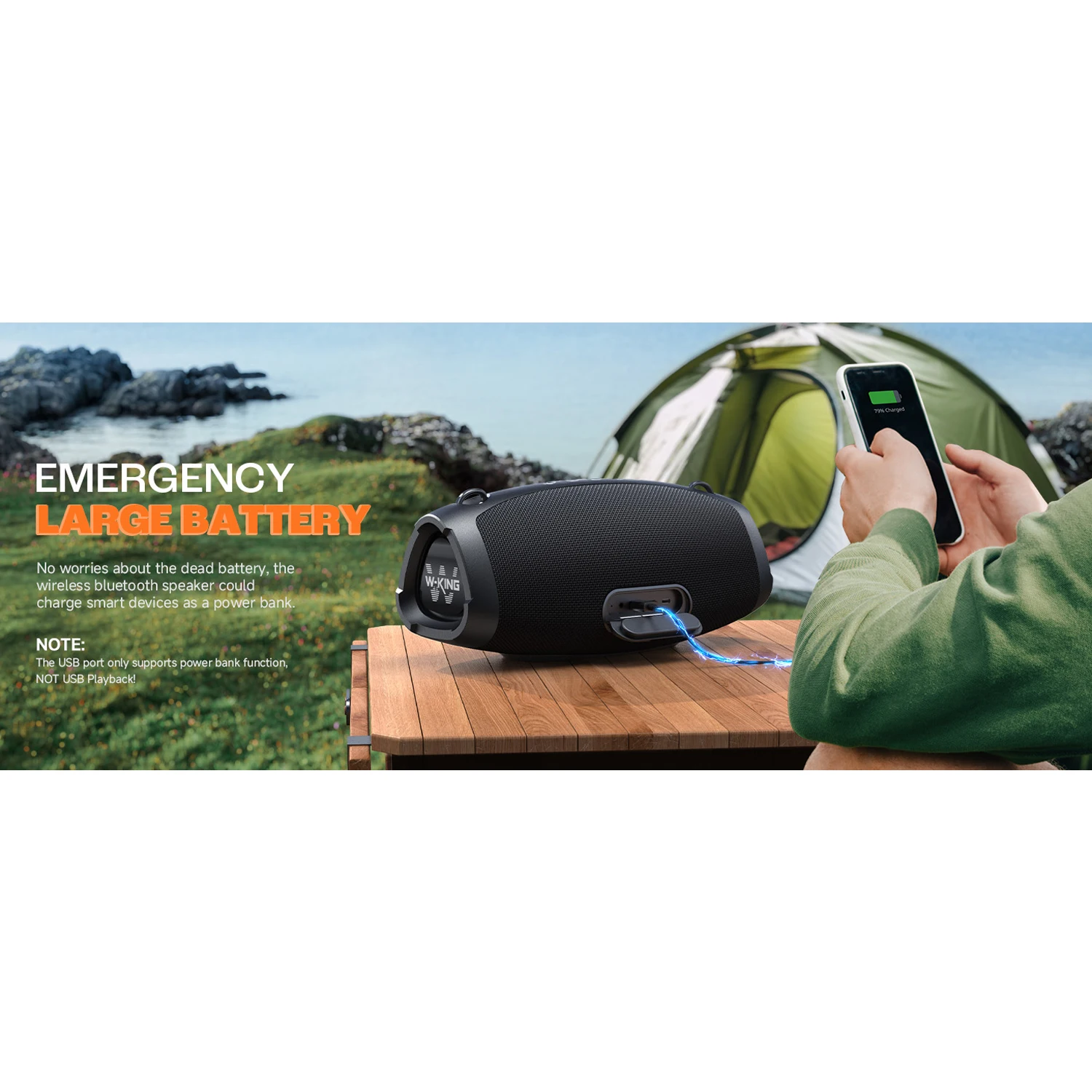 W-KING X10 Bluetooth Speaker, 120W Max Portable Loud Speakers Wireless Bluetooth Boombox, 70W IPX6 Waterproof Outdoor Party Large Big Speaker, Triple Passive Radiator/Subwoofers*2-Deep Bass/42H/TF/AUX/EQ view 8