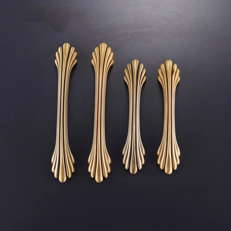 Brass Handles New European American Diplopore Stripe Wardrobe Dresser Cupboard Cabinet Drawer Shoe Box Furniture Pulls