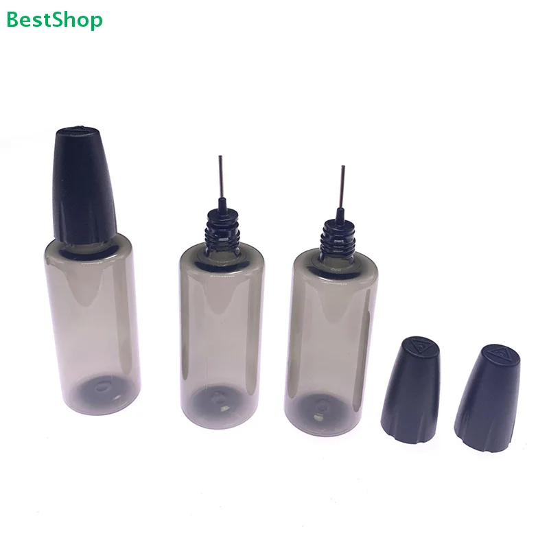 〔R〕Empty Smoked Plastic Needle Tip Refillable Bottles, Precision Applicator for Glue, Ink, Cosmetic Serum & Craft Projects