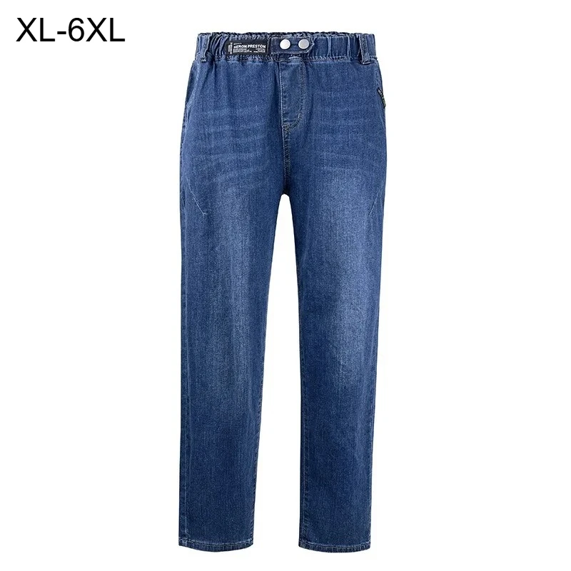 

Women Plus Size Jeans 6XL 5XL 4XL 100KG Pencil Pants High Waisted Stretched Slim Fit Denim Female Harem Girl Blue Trousers