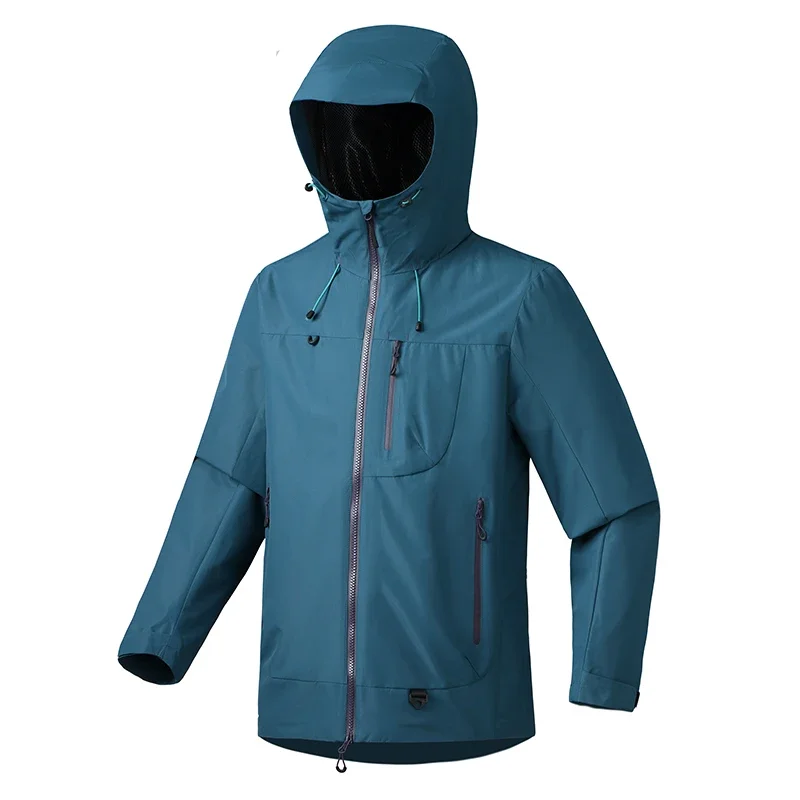 Soft-shell Zipper Pocket Water Repellent New Autumn Functional Camping Hooded Windbreaker Raincoat Outdoor Hiking Jacket Coat