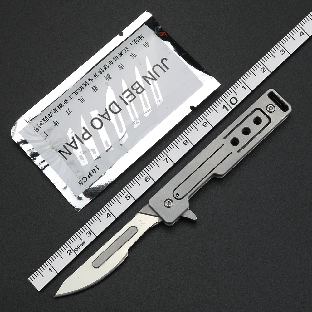 Outdoor Folding Keychain Knife Carbon Steel Surgical Knife 24 Portable Knife Mini Portable Knife