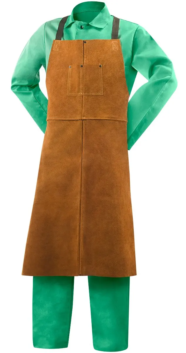 92166 Bib Apron, Weld-Rite Premium Brown Split Cowhide, 24-Inch x 42-Inch