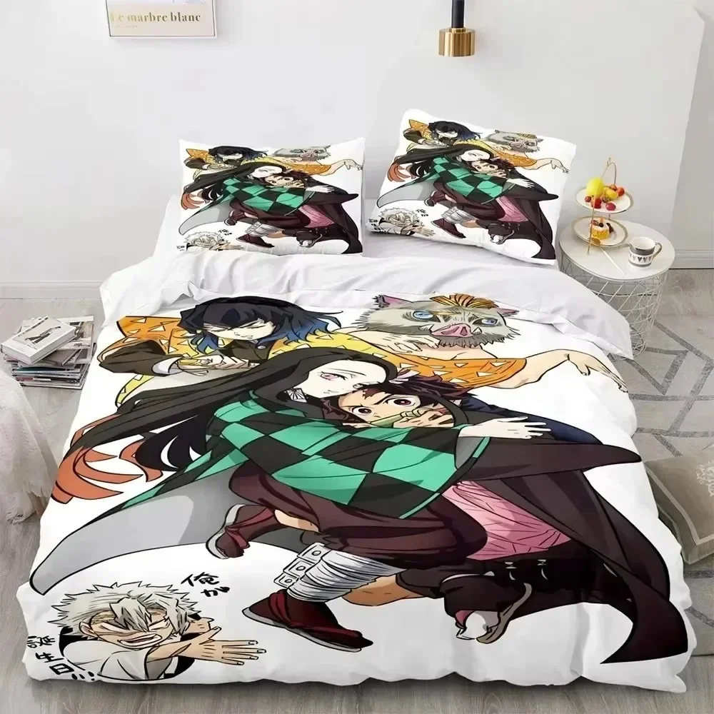 

3D Print Anime Demon Slayer Kamado Tanjirou Bedding Set Single Twin Double Queen King Cal King Size Bed Linen Set