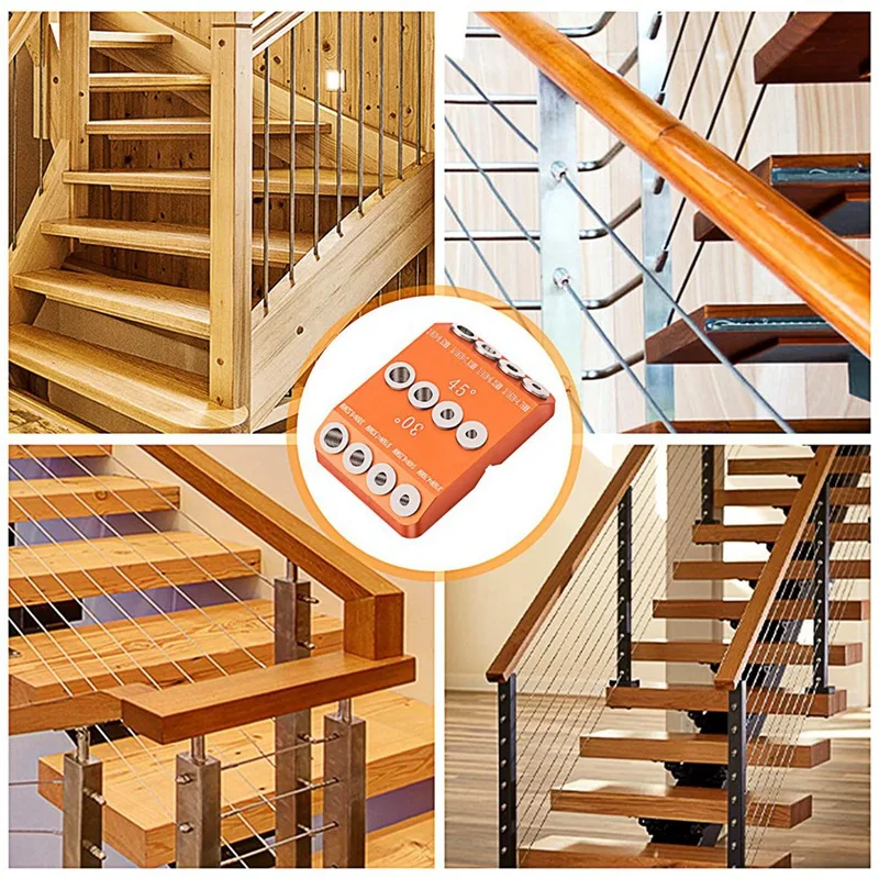 Gabarit de Perçage Durable, Guide de Perçage, Angle Résistant 30 45 90, 4 Tailles, Trou de Perçage, Vis à Percer, Gabarit pour Bricolage, Artisanat du Bois, Fil d'Escalier, Main Courante