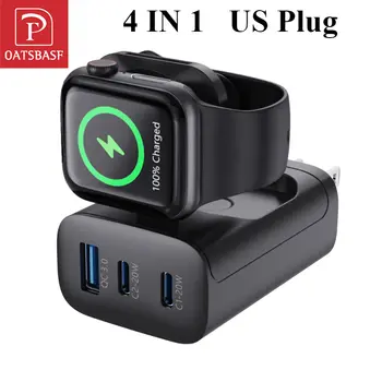 Oatsbasf 4 合 1 QC3.0 快速磁吸式無線充電轉接器,適用於 Apple Watch 和 Samsung Watch,可折疊,美規/英規插頭轉接器 8 最佳銷售 蘋果充電器適配器 - №7