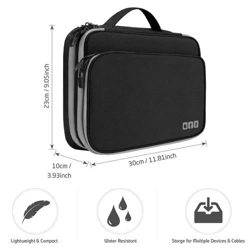 Imagen 2 del producto Organizador de accesorios electrónicos, bolso de almacenamiento con bolsillo frontal, organizador de cables de viaje, estuche de gran capacidad para cargador, cables