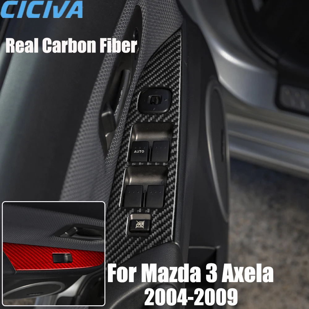 

Real Carbon Fiber Car Accessories Window Lift Set Trim Cover Soft Sticker For Mazda 3 Axela 2004 2005 2006 2007 2008 2009