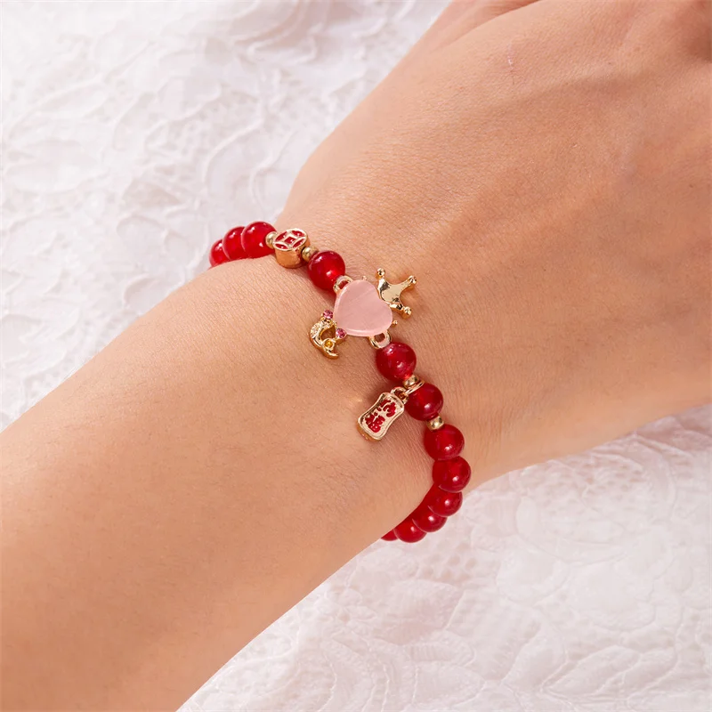 Vintage Chinese Style 2025 Snake Year Luck Bracelet for Women Blessing Amulet Red Beads Bracelet Girls Christmas New Year Gift