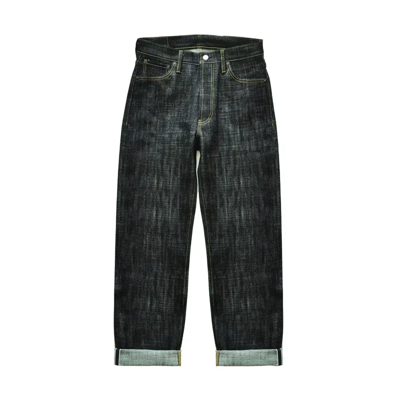 Saucezhan 344XX-Forest Jeans Voor Mannen Furinkazan Zelfkant Raw Denim Jeans Heren Jeans Loos Fit 16.8 Oz Verzilverde Knoppen