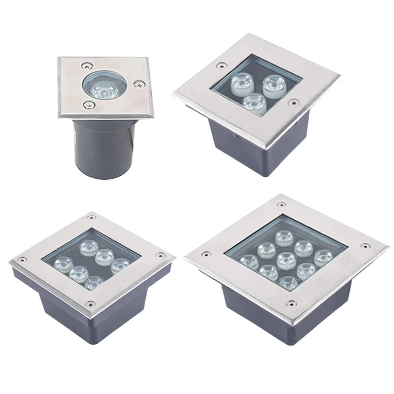 LED Outdoor Floor Light Underground Lights 3W 6W 10W12W 18W Waterproof IP67 Square Led Buried Lamps Garden Light AC85-265V DC12V