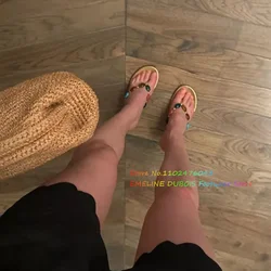 Round Toe Pinch Toe High Heel Slippers Women Summer New Colorful Gemstone Elegant Party Dress Runway Shoes Plus Size