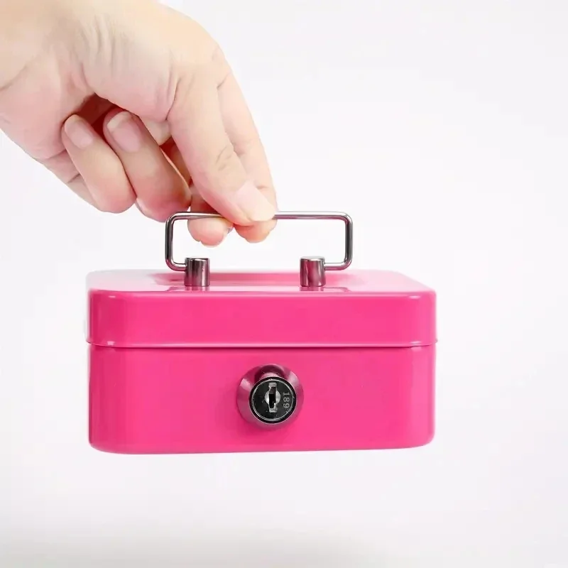 Metal Cash Box Mini Safe Lock Box Money Bank Metal Coin Bank Security Box Sturdy Cash Portable for Kids Coin Collection