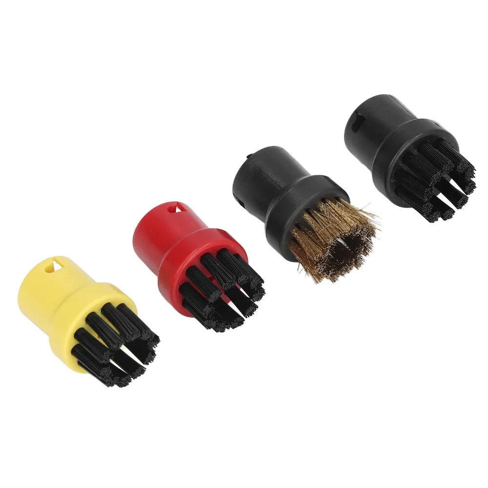 4PCS Small Steam Cleaner Brushes Compatible Round Round Brush Head Replacement Black for Karcher SC1/SC2/SC4/SC5