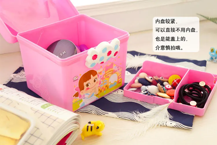 Niedlichen Cartoon Kinder Doppel Schichten Lagerung Box Tragbare Kunststoff Spielzeug Kinder Geburtstag Geschenk Kreide Snack Gebäude Block Organizer – Detail 11