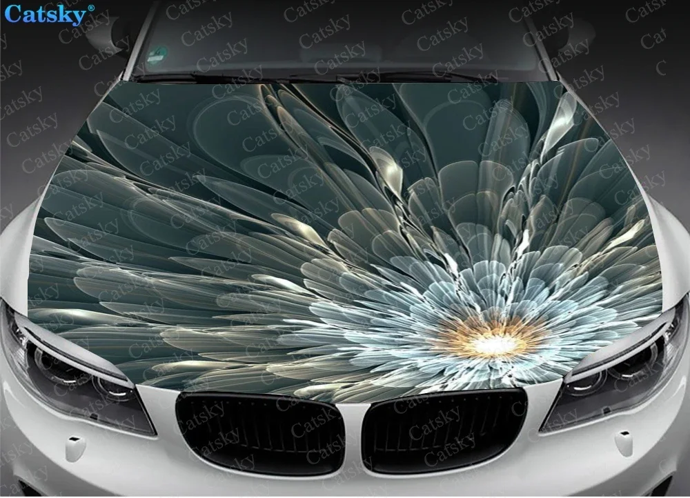 

Flower Art Car Hood Car Sticker PVC Decal Graphic Wrap Car Engine Wrap For Truck SUV Universal Custom DIY