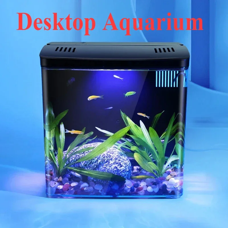 Mini Fish Tank Home Living Room Study Desktop Decorations Aquarium Ecological Tank Self-Circulating Back Filter Fish Betta Tank