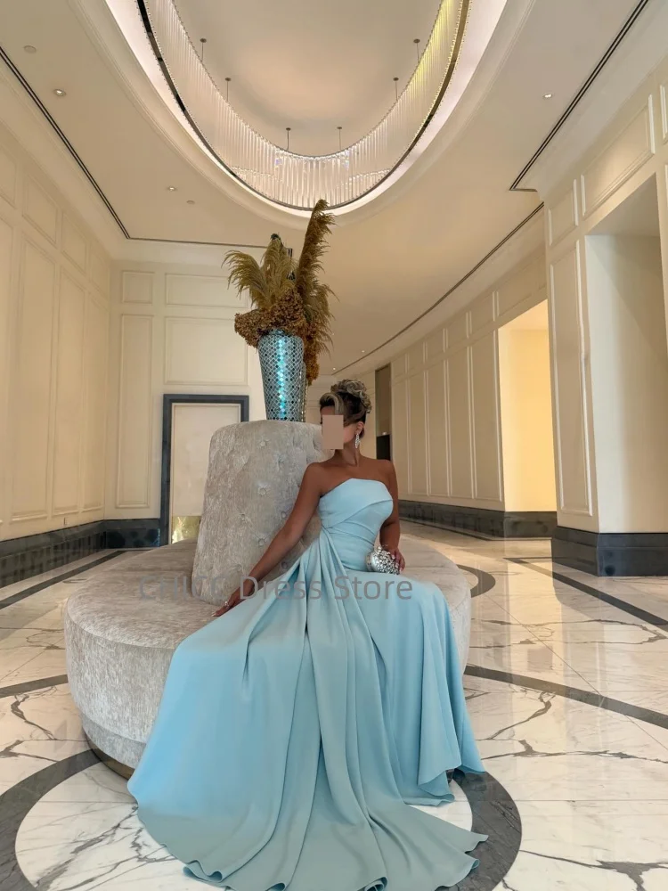 Abiti da sera blu cielo Abito da ballo a sirena senza spalline Occasioni formali Abito da cerimonia per invitati Abito da festa personalizzato فساتmavera