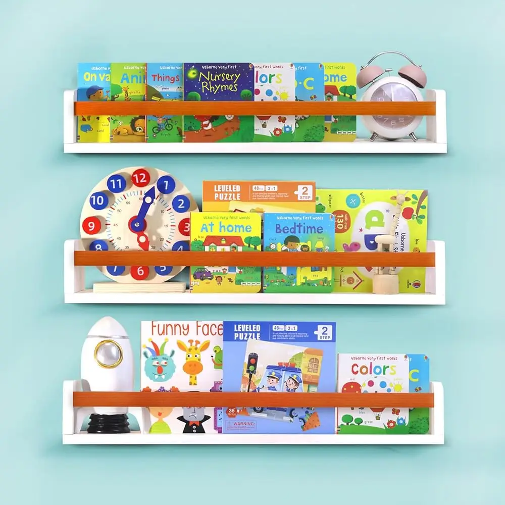

Floating Wall Nursery Book Shelves For Bedrooms Kids 24 H White Wooden Baby Book Shelf For Kids Rooms Set Of 3 Nursery Shelves