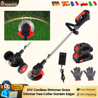 Podofo 21V Electric Cordless Strimmer Grass Trimmer Adjustable length Garden Weed clearance Tool With 2 Batteries