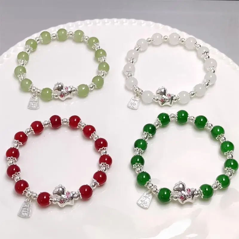 النمط الصيني زودياك الحصان سوار للنساء الرجال الحياة سنة تميمة محظوظ الخرز نعمة سوار الصداقة زوجين مجوهرات هدية