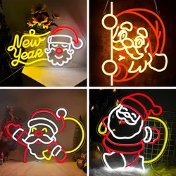 Santa Claus Neon Sign Christmas Party Wall Decor Merry Christmas Neon Led Sign Store Club Decor USB Powered Neon Light