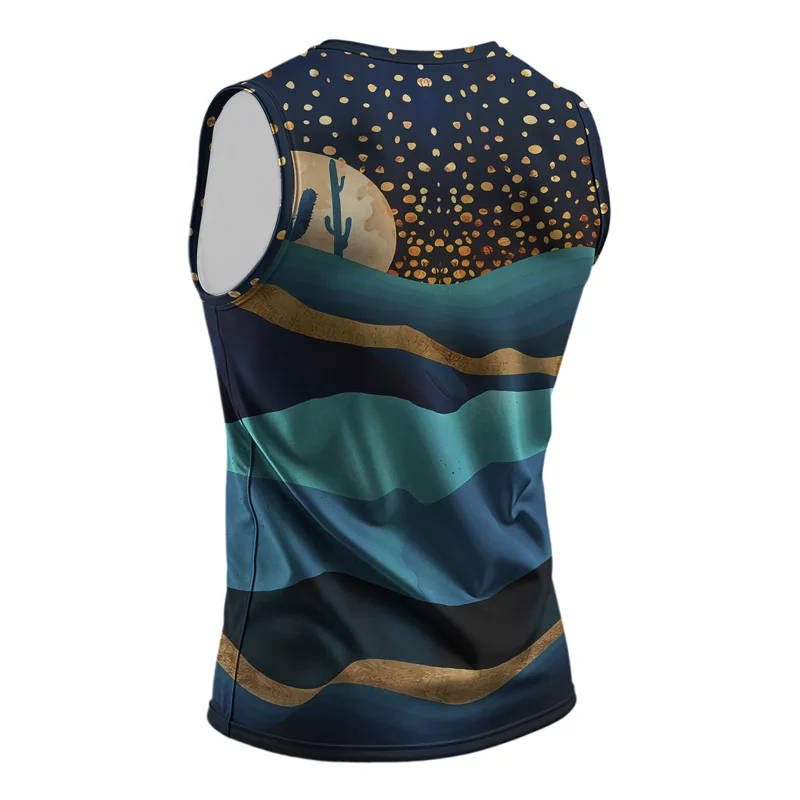 Summer 2025 Hawaii Men Vest Street Fashion Round Neck Sleeveless Printed T Shirt Coconut Tree Design Outdoor Sports Fitness