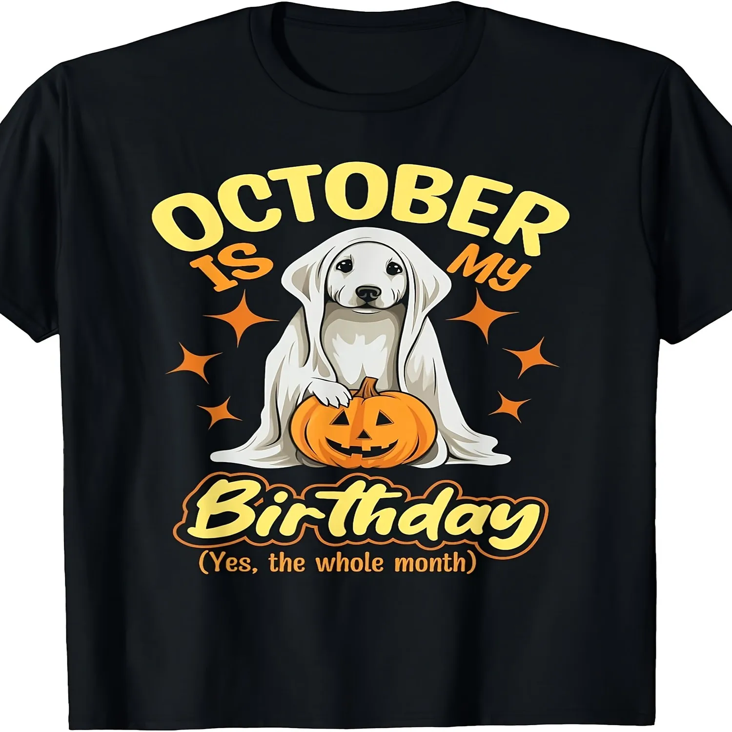 Camiseta de calabaza con el texto "Octubre es mi cumpleaños" para hombre y unisex, misma estética, verano 2025, manga corta, estampada, de algodón puro, estilo vintage para todas las estaciones, cuello redondo, corte regular, perfecta para un look urbano retro casual, camiseta de manga corta, camiseta de regalo de cumpleaños.