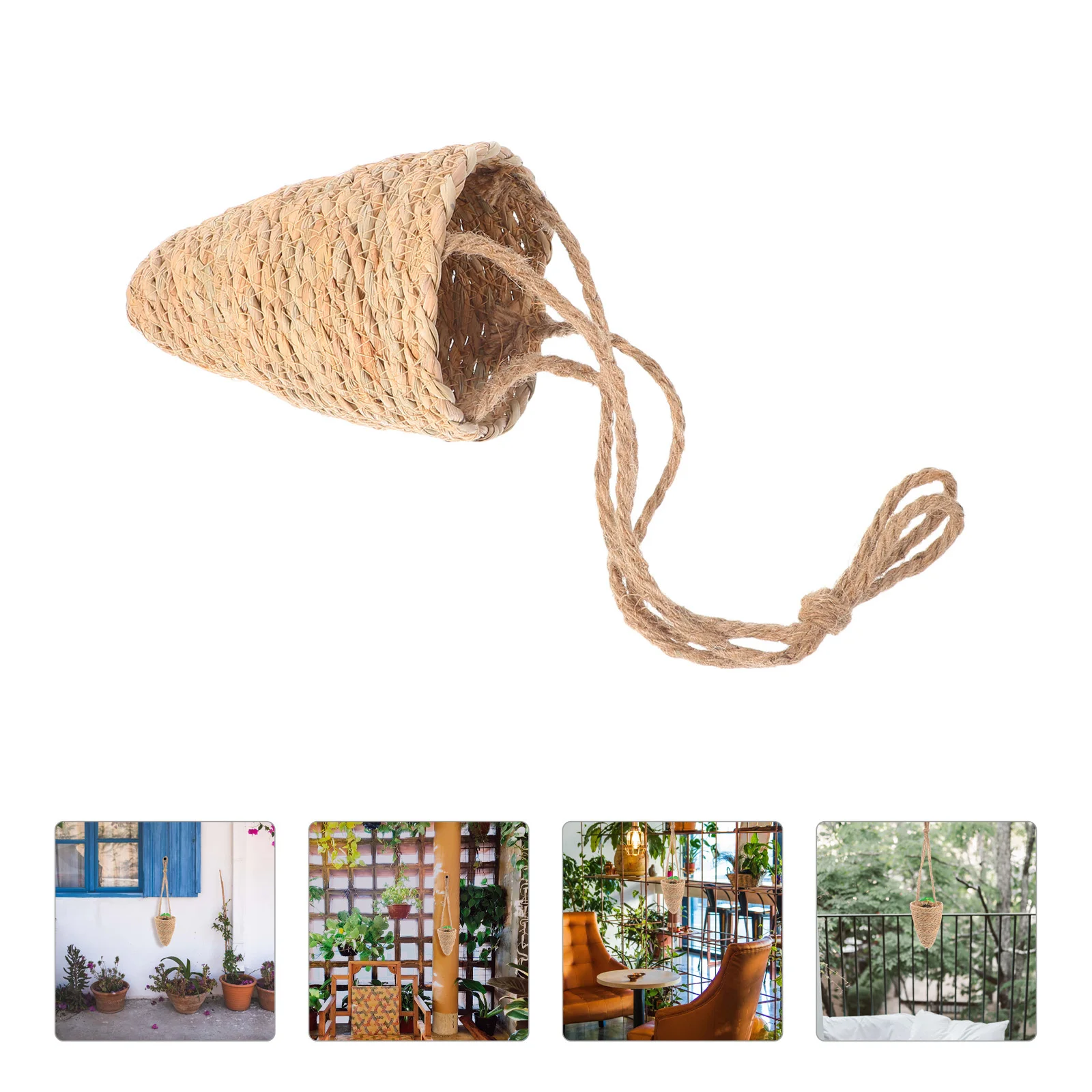 

Seagrass Hanging Plant Basket Woven Rattan Flower Pot Wall Mount For Artificial Plants Home Garden Decor Balcony Hanging Flower