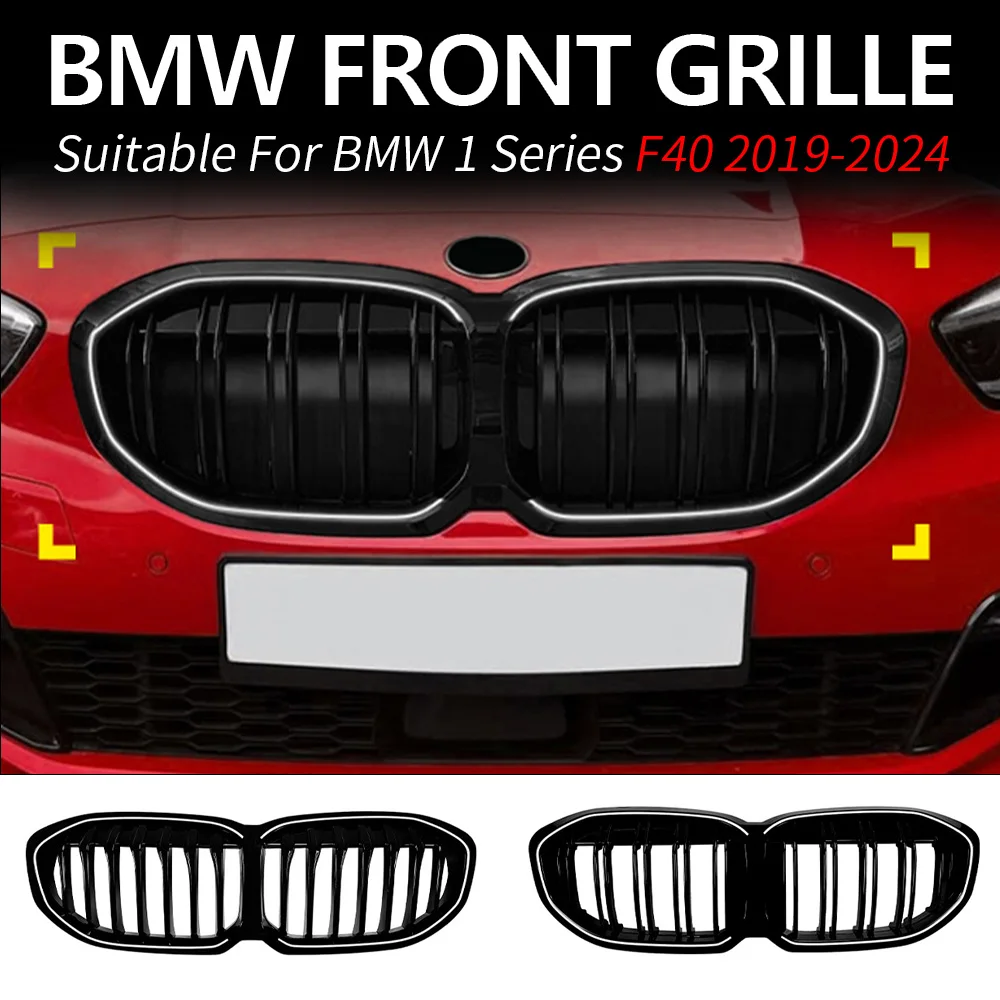 

LED Front Grille For BMW 1 Series F40 2019-2024 Vertical Line LED Light Strip Mesh Body Ktis Upgrade Car Update Accessories